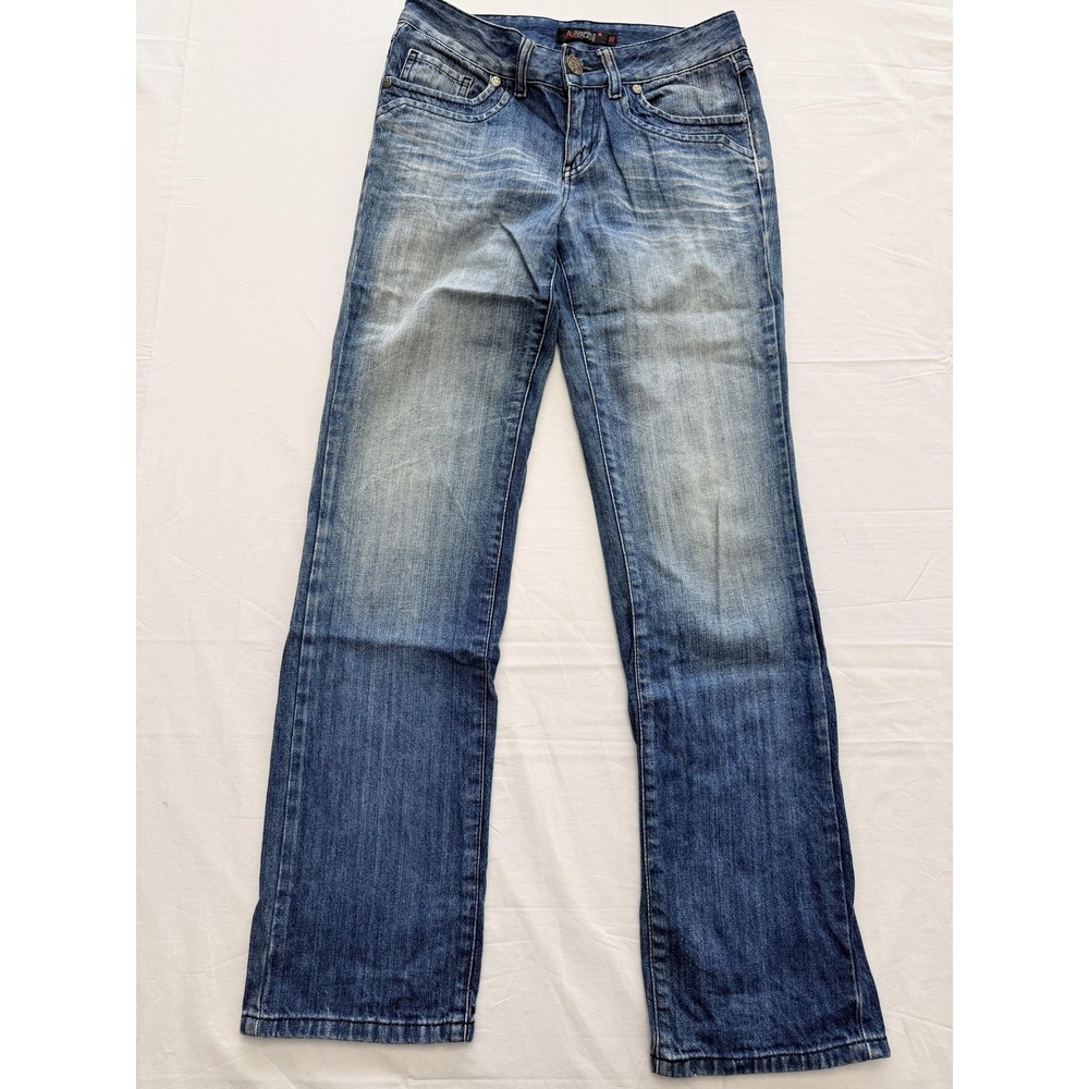 Assemble Aesclave Straight Jeans Womens 32 Blue Wash Mid Rise Sequin 32x32 Denim